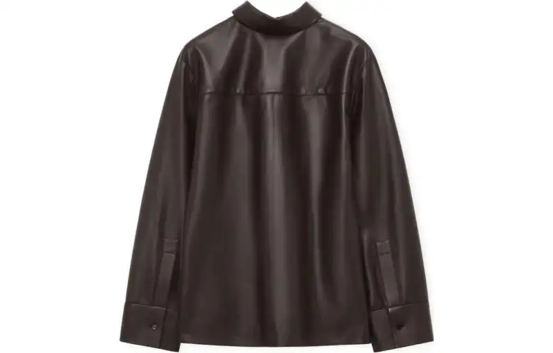 LOEWE Leather Jackets Women's Dark Brown Lapel Moderate Other