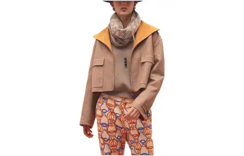 HERMES Cropped Coats Women's Khaki Moderate