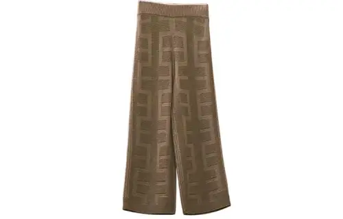 HERMES Knitted Sweatpants Women's Khaki Moderate Other