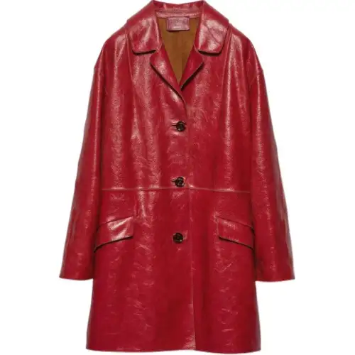 Prada button-fastening leather coat