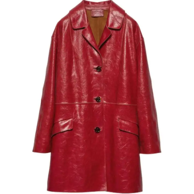 Prada button-fastening leather coat