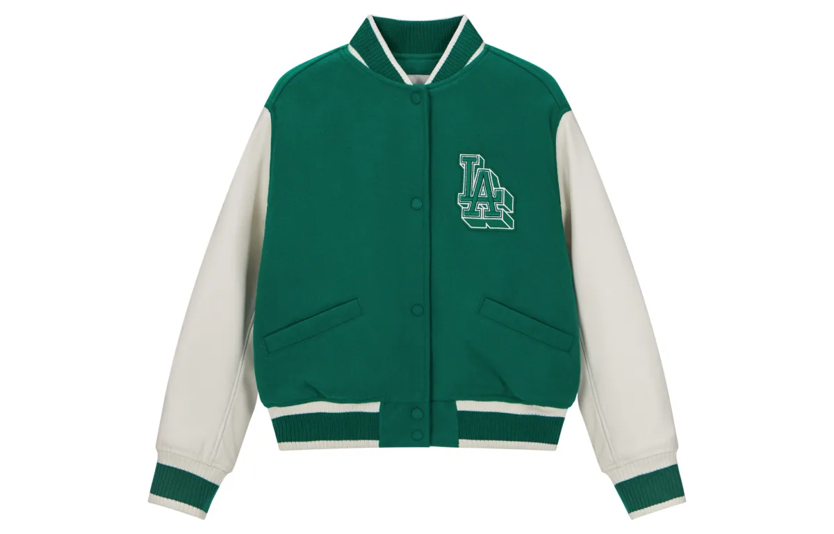 MLB American Streetwear Casual Vintage, Baseball Jacket Coat Women's Green