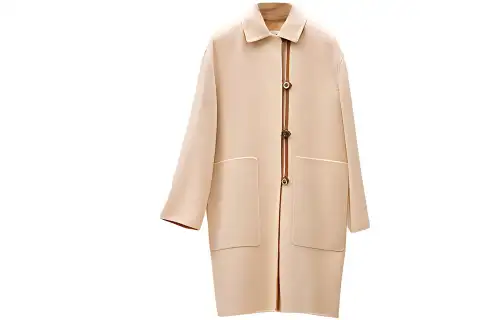 HERMES Coats Women's Watercolor Yellow Lapel Thin