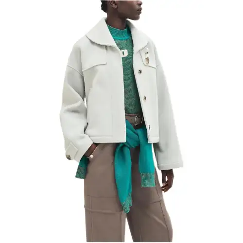 HERMES Coats Women's Lapel Moderate Straight Fit