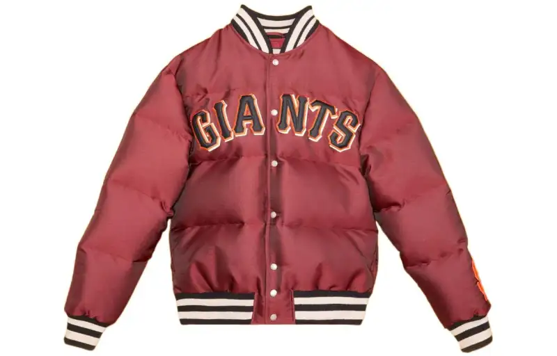 GUCCI X Mlb 2022 Padded Satin Jacket With Giants Patch Bordeaux