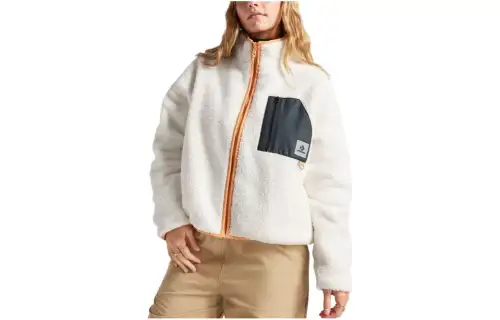 Converse Velvet Jackets Women's White Stand Collar Moderate