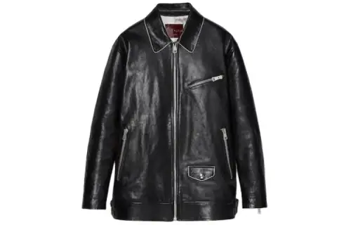 GUCCI Leather Jacket Women's Black
