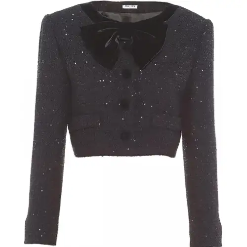 MIU MIU Cropped Coats Women's Black Crew Neck Moderate
