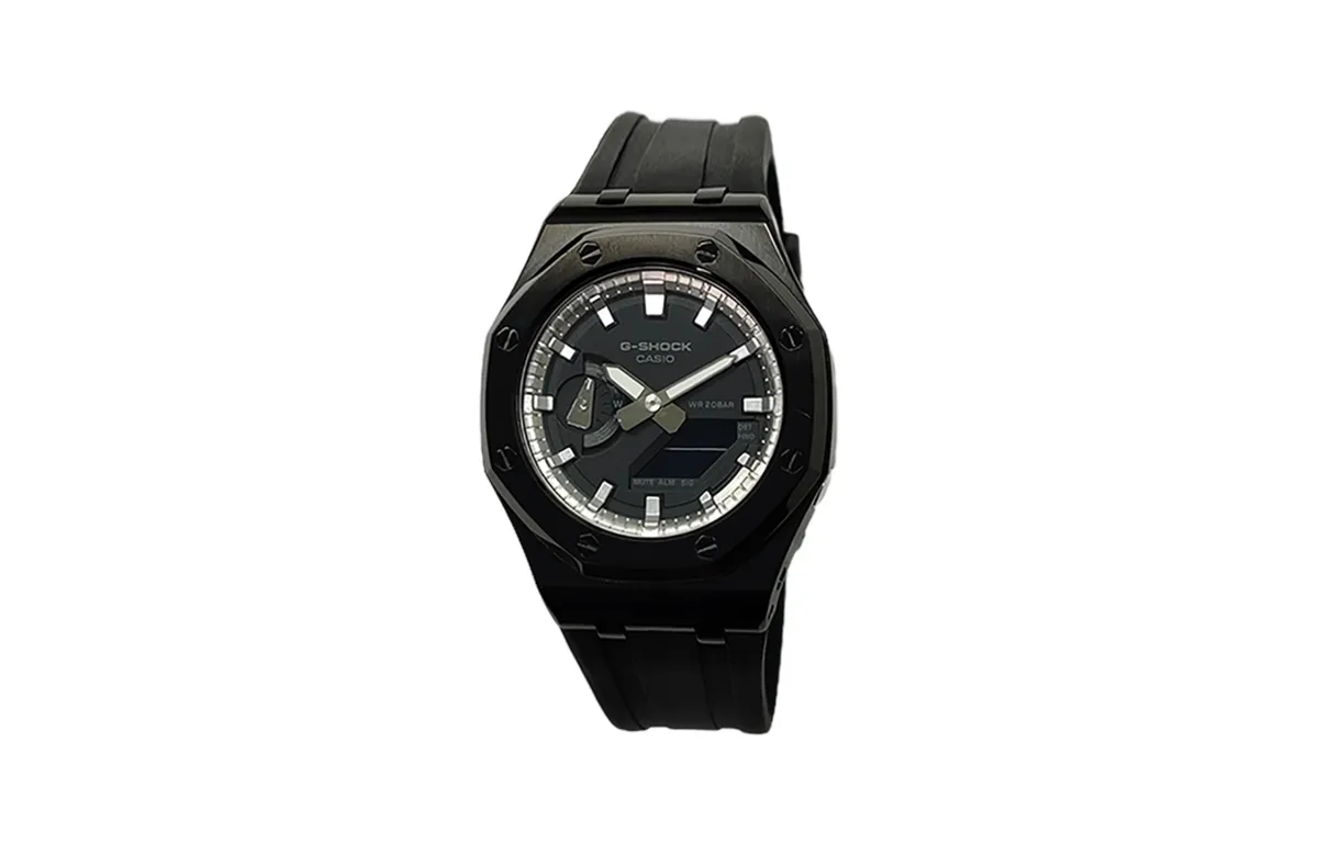 CASIO Custom Collection Electronic Movement Fluoroelastomer Strap Watch Men's Watches Black Dial