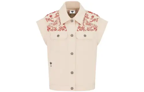Christian DIOR Embroidered Detail Denim Vest