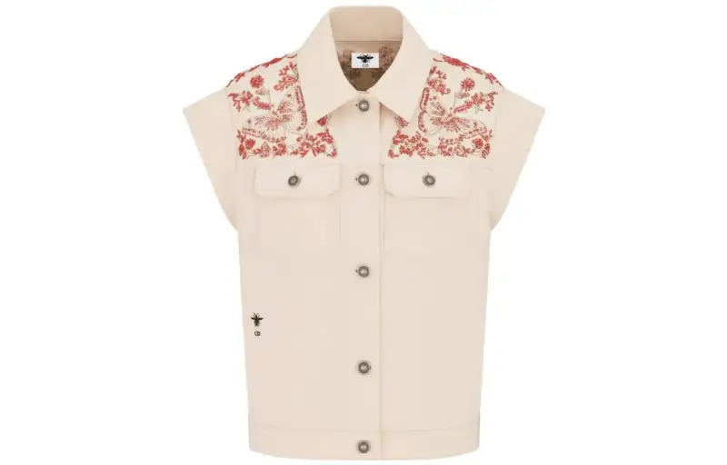 Christian DIOR Embroidered Detail Denim Vest