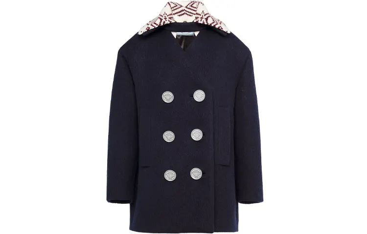 PRADA Coats Women's Marine Blue Lapel Moderate