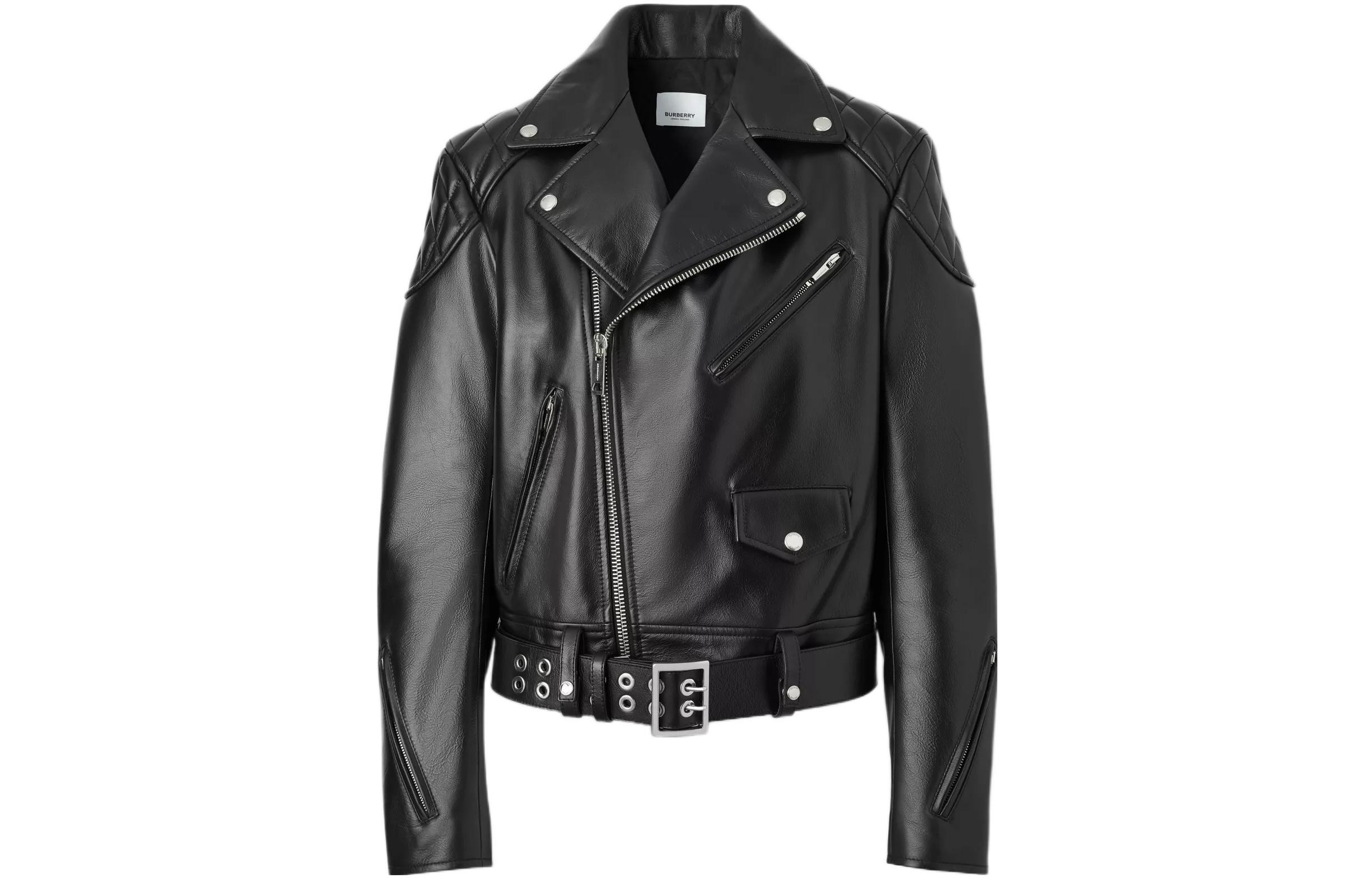 Burberry diamond quilted-panel biker jacket