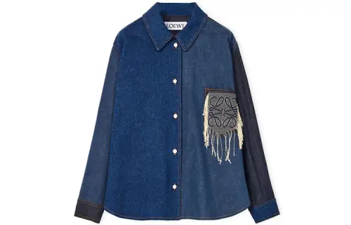 LOEWE Denim Jackets Women's Blue Lapel Moderate Other