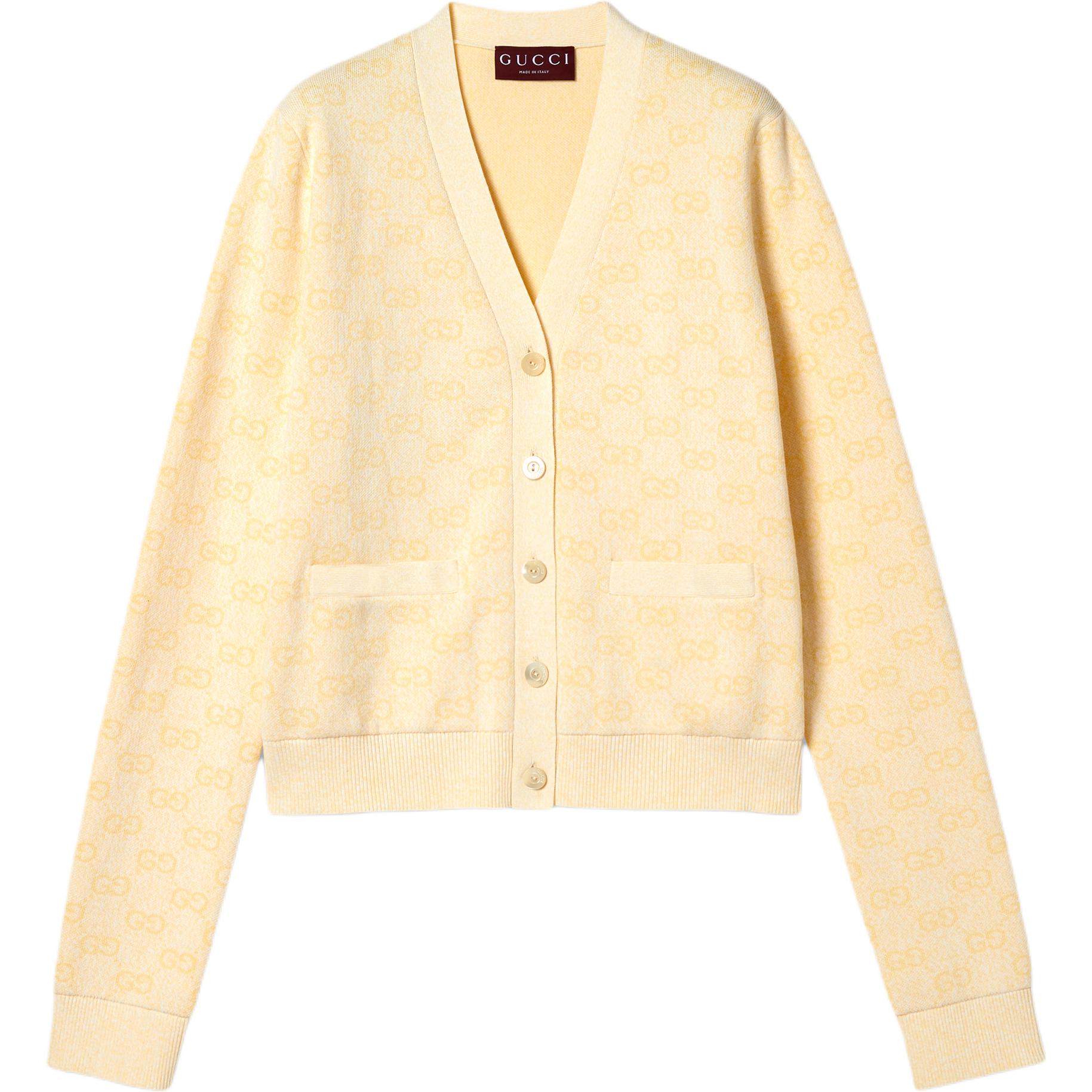 GUCCI Fine Cotton Gg Jacquard Cardigan