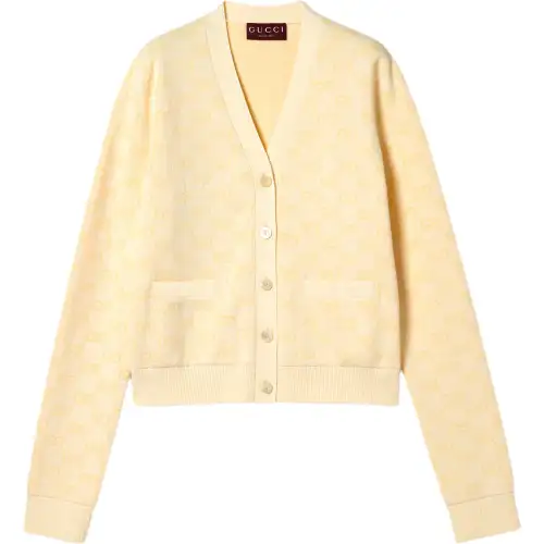 GUCCI Fine Cotton Gg Jacquard Cardigan
