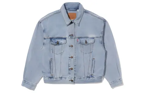 Levis Denim Jackets Women's Light Indigo Lapel Moderate Straight Fit