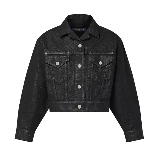 LOUIS VUITTON Cropped Monogram Jacquard Denim Jacket