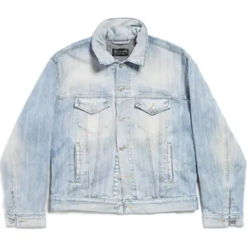 Balenciaga Collared Button Up Denim Jacket