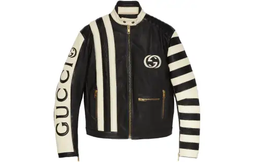 GUCCI Leather Jackets Women's Black Moderate Biker Jacket