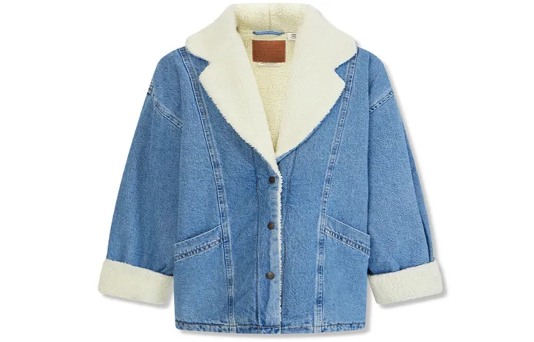 Levi's Velvet Jackets Women's Blue Lapel Moderate
