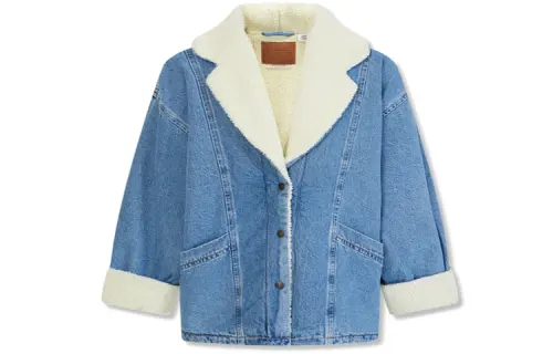 Levis Velvet Jackets Women's Blue Lapel Moderate