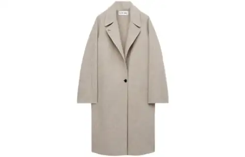 LOEWE Coats Women's Khaki Lapel Moderate Straight Fit