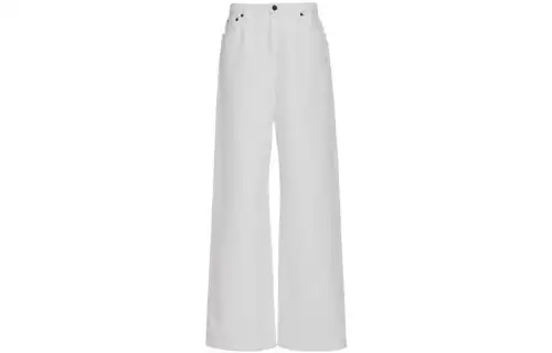 THE ROW Knitted Sweatpants Women's White Moderate Straight Fit Pants