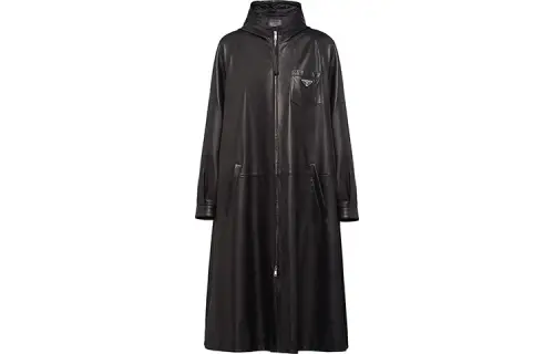 Prada leather oversized trench coat