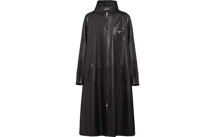 Prada leather oversized trench coat