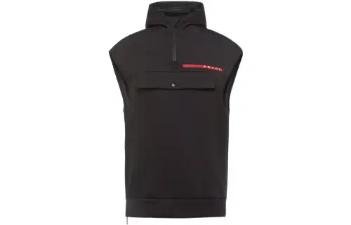PRADA Vests Women's Black Hooded Non Detachable Moderate