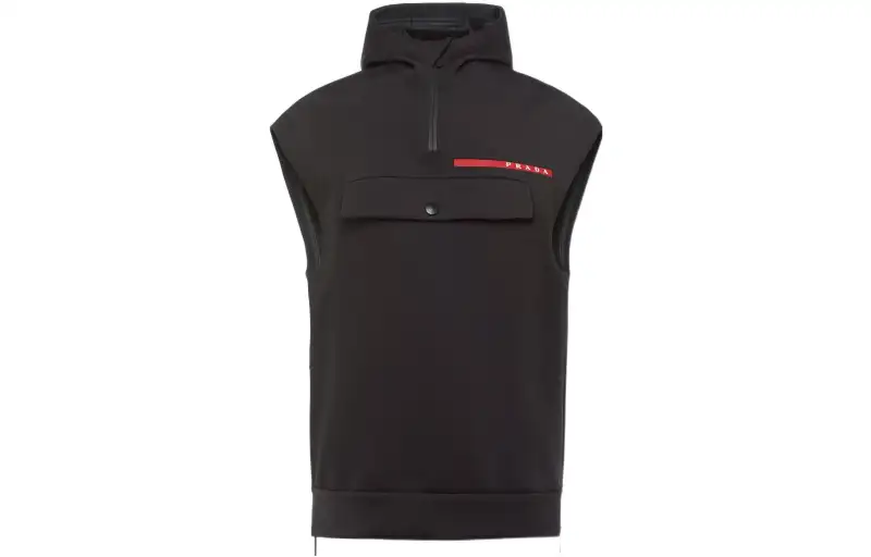 PRADA Vests Women's Black Hooded Non Detachable Moderate