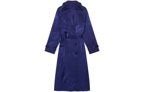 Balenciaga Trench Coats Women's Dark Blue Lapel Moderate