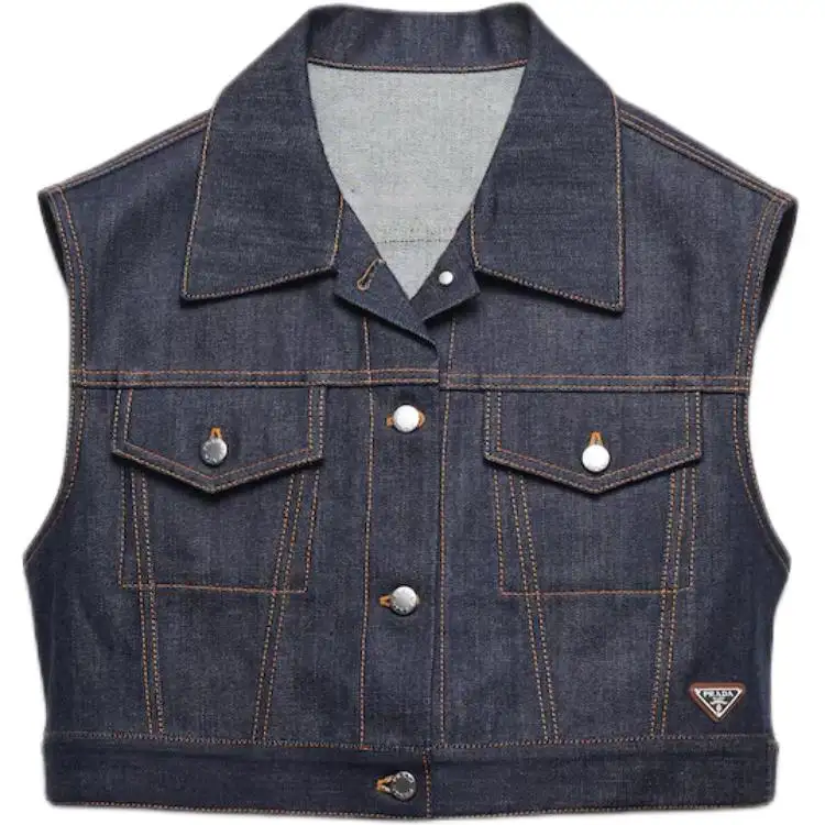 PRADA Triangle logo Denim Vest