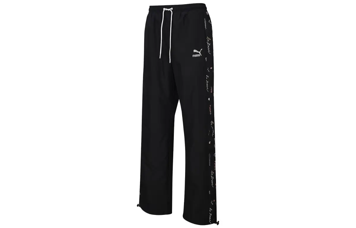 PUMA Knitted Sweatpants Women's Black Moderate Wide Leg Pants