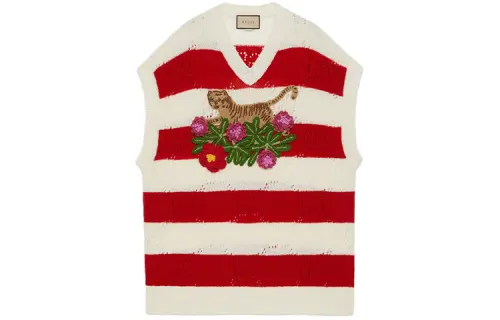 GUCCI Vests Women's Red V Neck Moderate Other