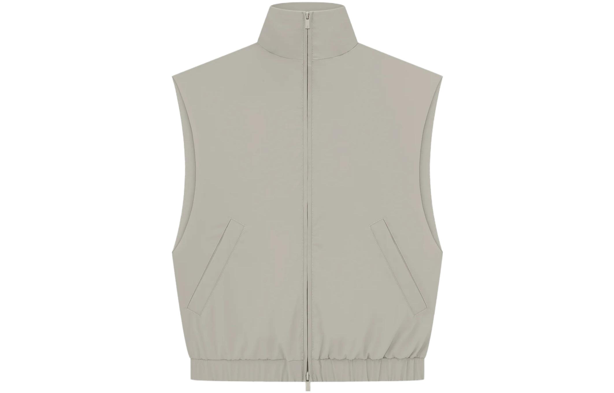 Fear of God Essentials Drop2 SS23 Womens Running Nylon Vest Seal Solid Color Stand Collar Zipper Vest Women's Seal Gray
