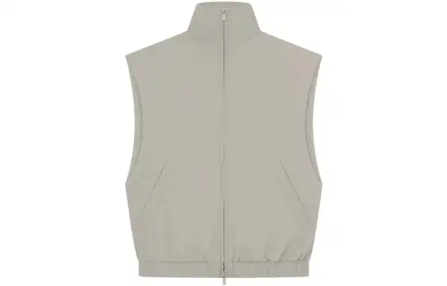 Fear of God Essentials Drop2 SS23 Womens Running Nylon Vest Seal Solid Color Stand Collar Zipper Vest Women's Seal Gray