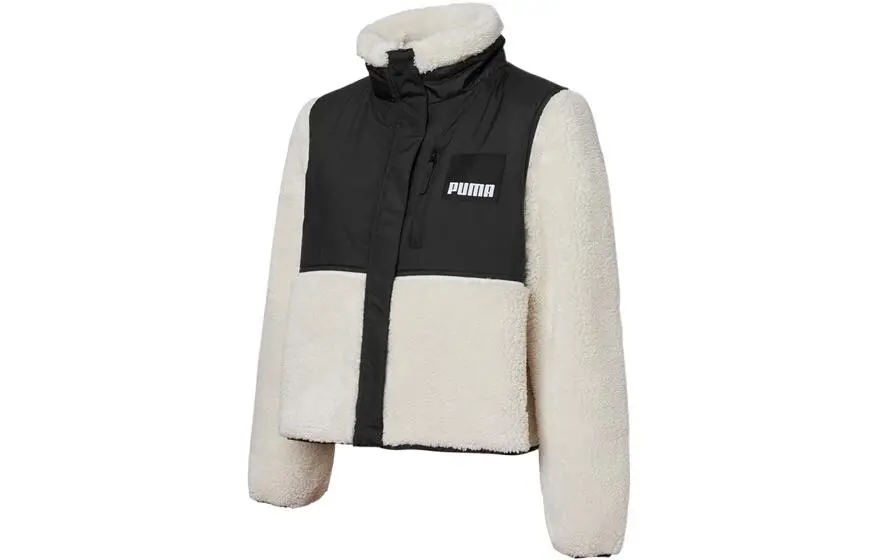 PUMA Velvet Jackets Women's Black Stand Collar Thickened