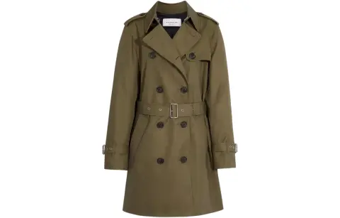 COACH Solid Mid Trench Coat Trench Coat Women's Green