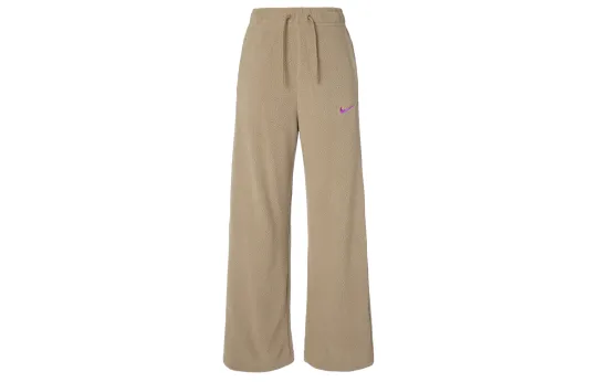 Nike Knitted Sweatpants Women's Khaki Moderate Wide Leg Pants