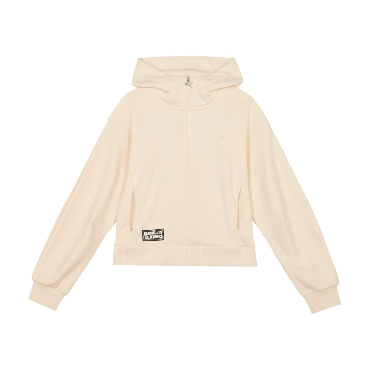 PUMA SelectCLASSICS HAUS Of Fleece Lined Thermal Drop Shoulder Hooded Casual Sweatshirt Women's Almond Candy