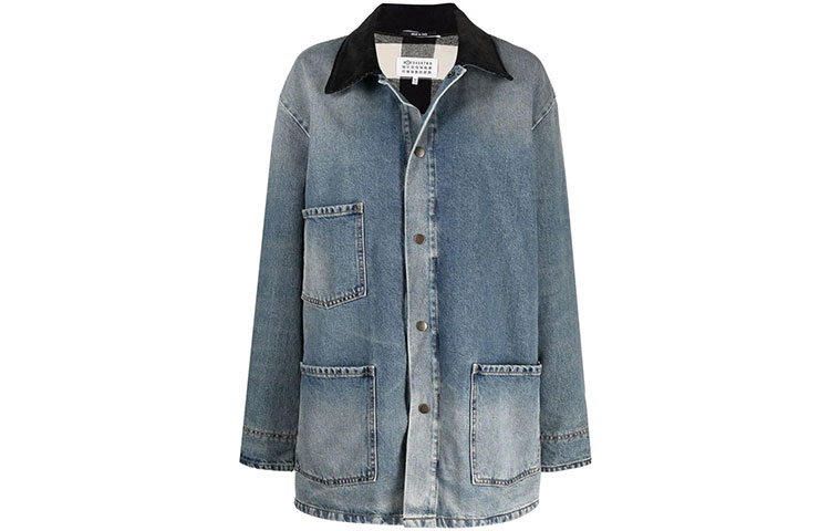 Maison Margiela Denim Jackets Women's Blue Lapel Moderate Other