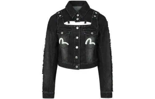 EVISU Denim Jackets Women's Denim Black Lapel Moderate Other