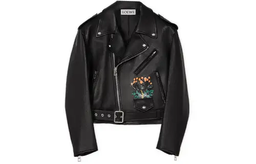 LOEWE Leather Jackets Women's Black Lapel Moderate