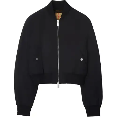 Burberry Quilted Cropped Bomber Jacket 'Black'