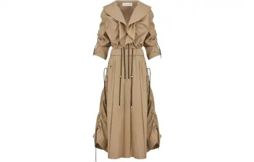 DIOR Trench Coats Women's Khaki Lapel Moderate Other