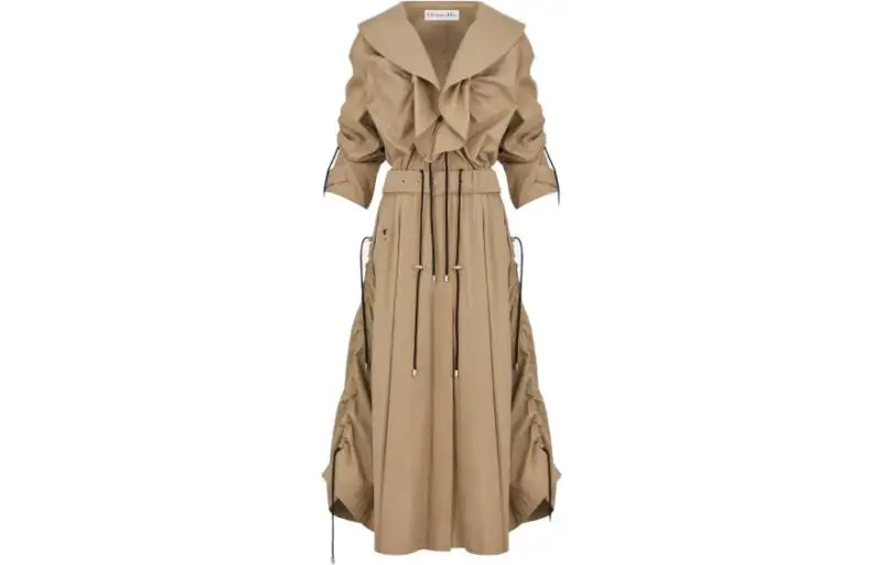 DIOR Trench Coats Women's Khaki Lapel Moderate Other