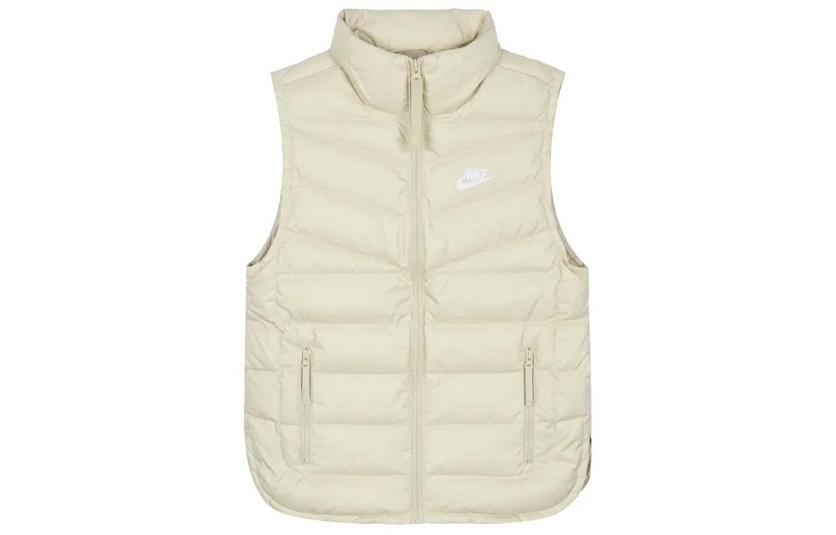 Nike Down Vests Women's White Stand Collar Moderate Straight Fit