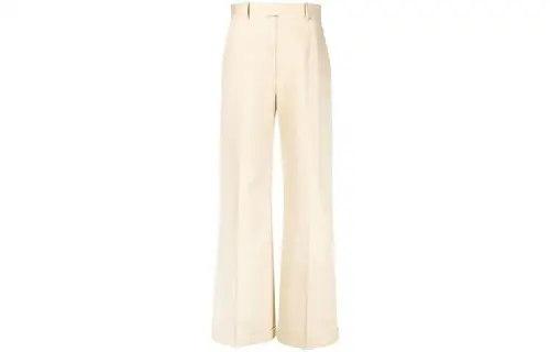 Bottega Veneta Wide Leg With Turn Up Cuffs Trousers Cream